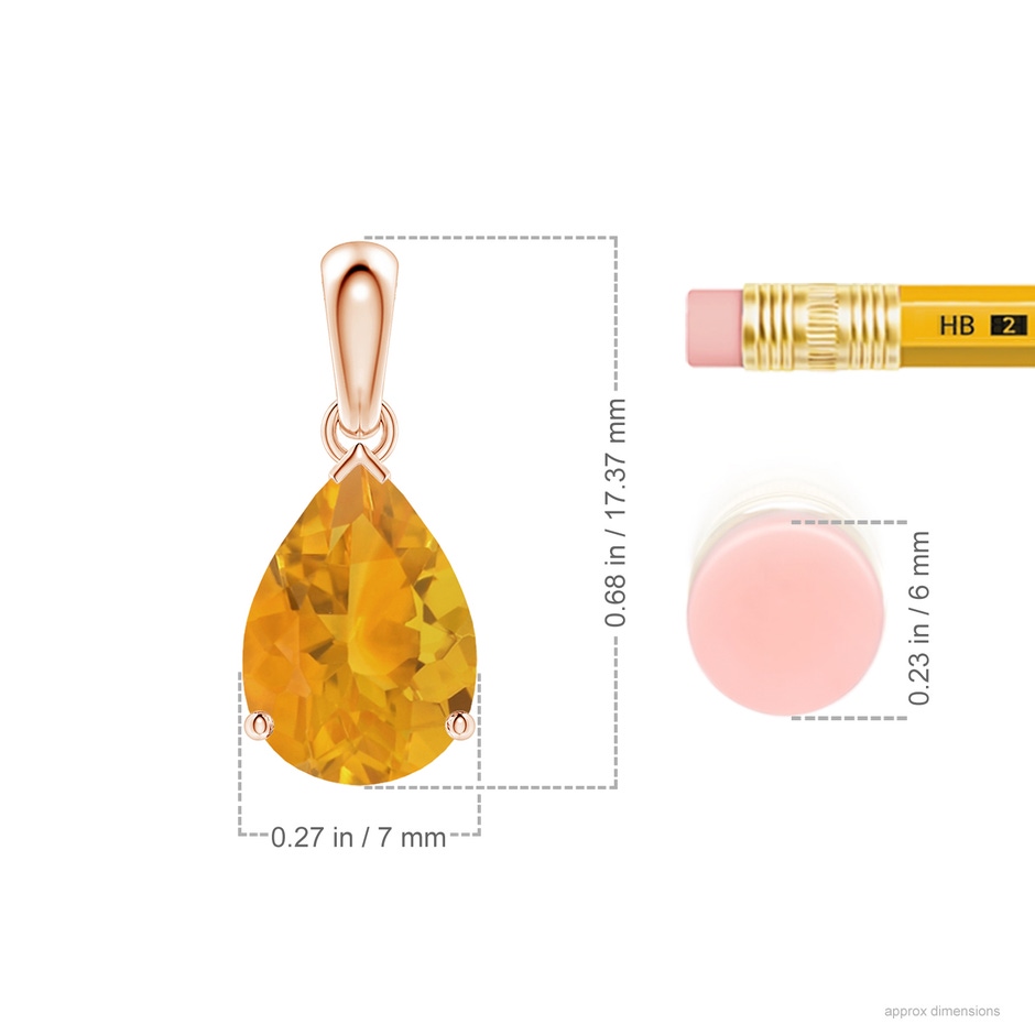 10x7mm A Prong-Set Pear Fire Opal Solitaire Pendant in 18K Rose Gold ruler