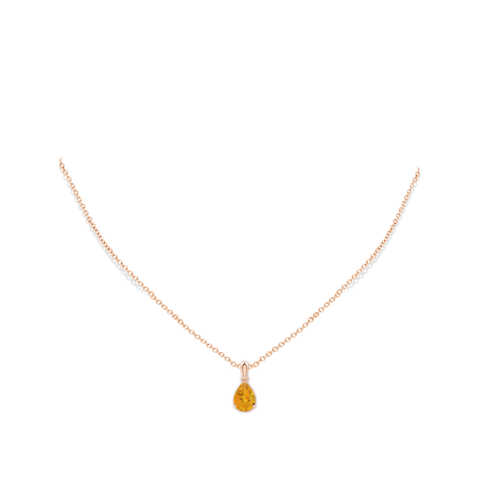 10x7mm A Prong-Set Pear Fire Opal Solitaire Pendant in 18K Rose Gold pen