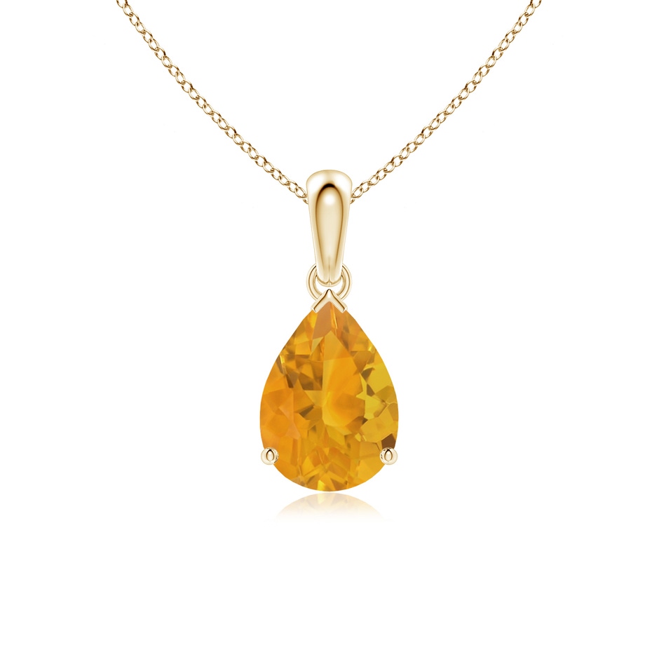 10x7mm A Prong-Set Pear Fire Opal Solitaire Pendant in 18K Yellow Gold 