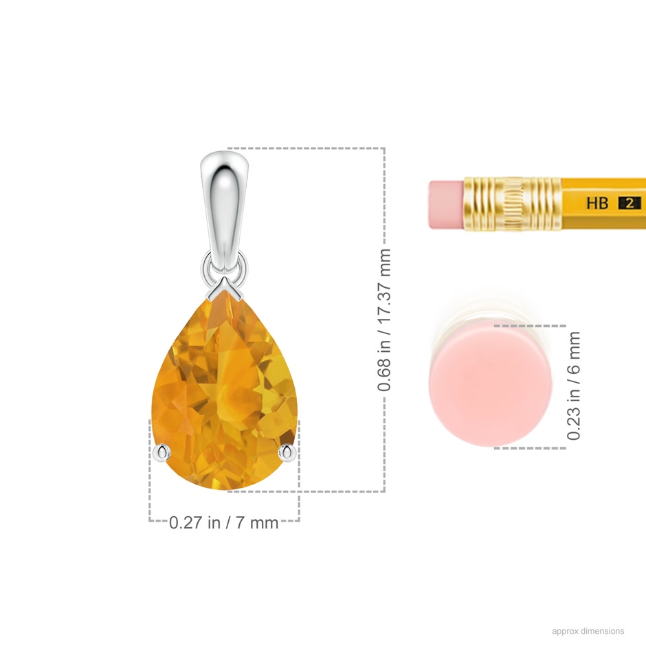 10x7mm A Prong-Set Pear Fire Opal Solitaire Pendant in P950 Platinum ruler