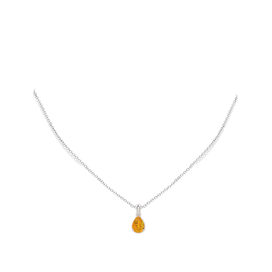 10x7mm A Prong-Set Pear Fire Opal Solitaire Pendant in P950 Platinum pen
