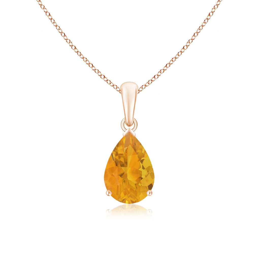 10x7mm A Pear-Shaped Fire Opal Solitaire Pendant in Rose Gold