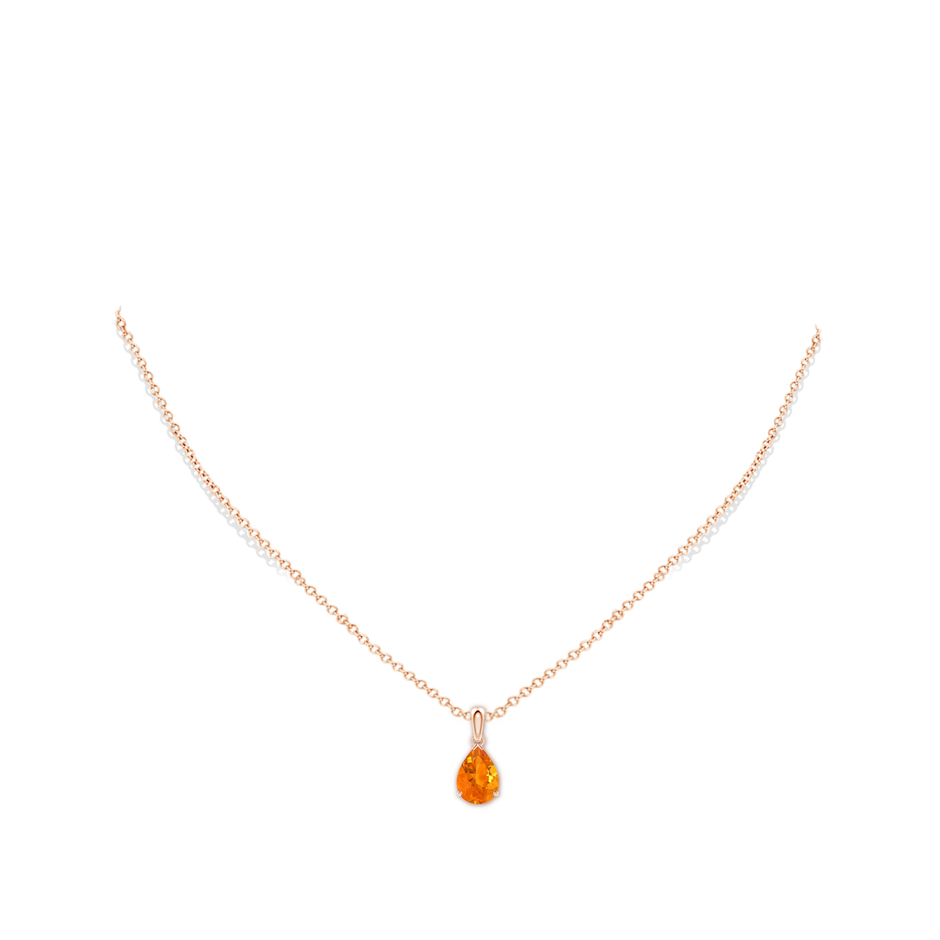 10x7mm AA Prong-Set Pear Fire Opal Solitaire Pendant in 18K Rose Gold pen