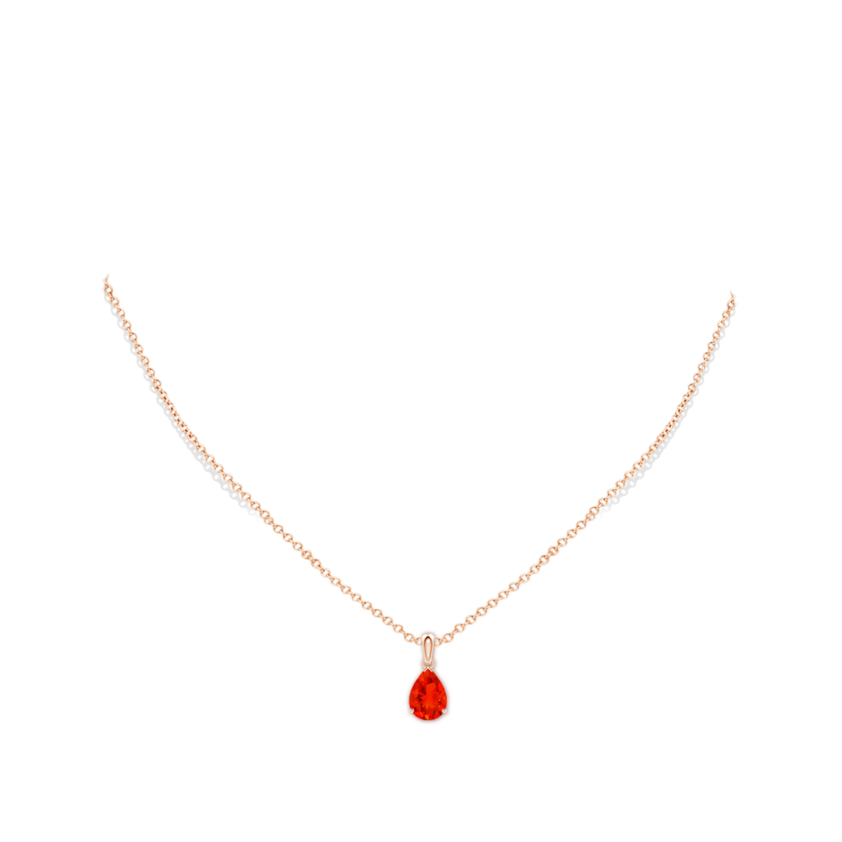 10x7mm AAAA Prong-Set Pear Fire Opal Solitaire Pendant in 18K Rose Gold pen