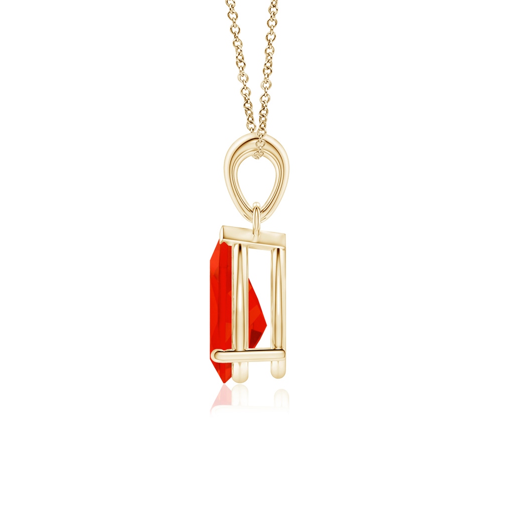 10x7mm AAAA Prong-Set Pear Fire Opal Solitaire Pendant in Yellow Gold - side 199