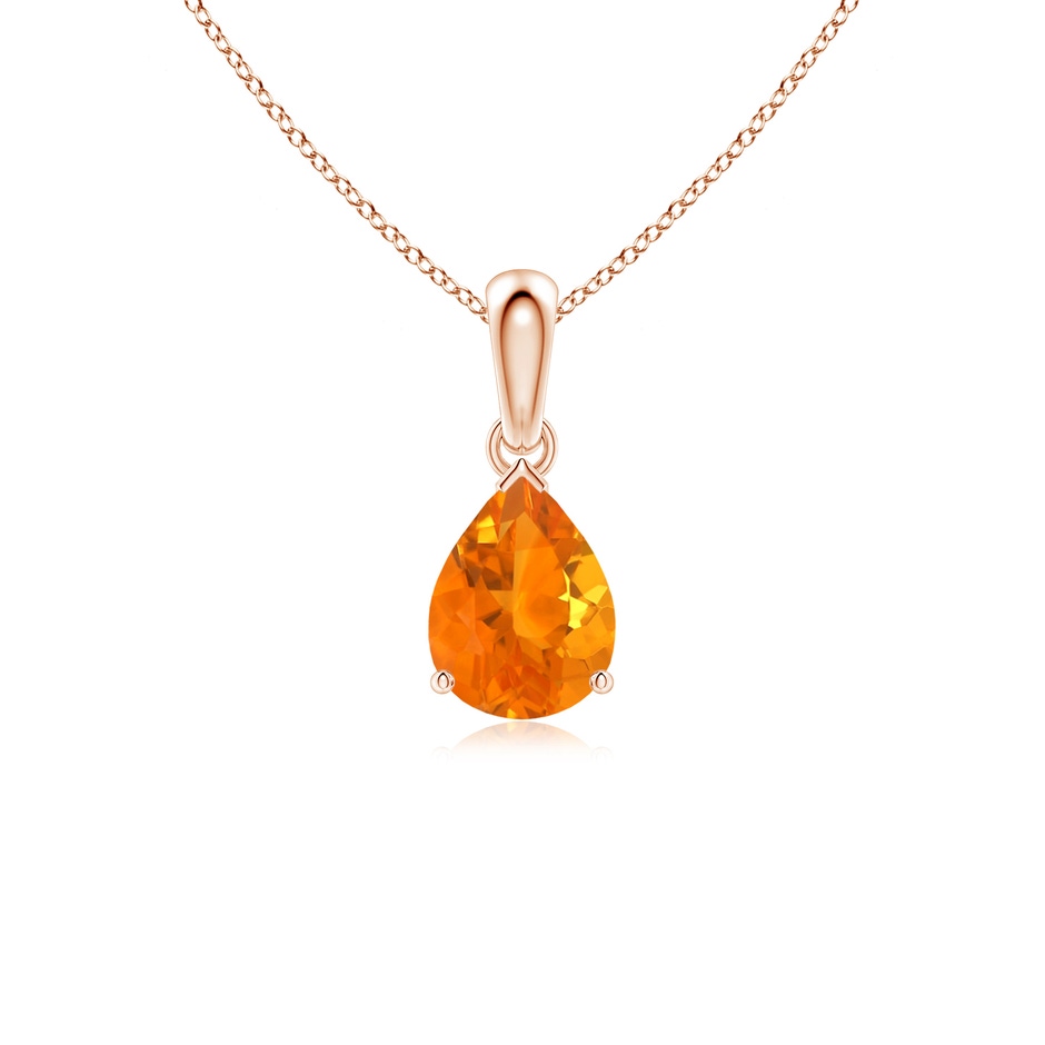 8x6mm AA Prong-Set Pear Fire Opal Solitaire Pendant in Rose Gold 