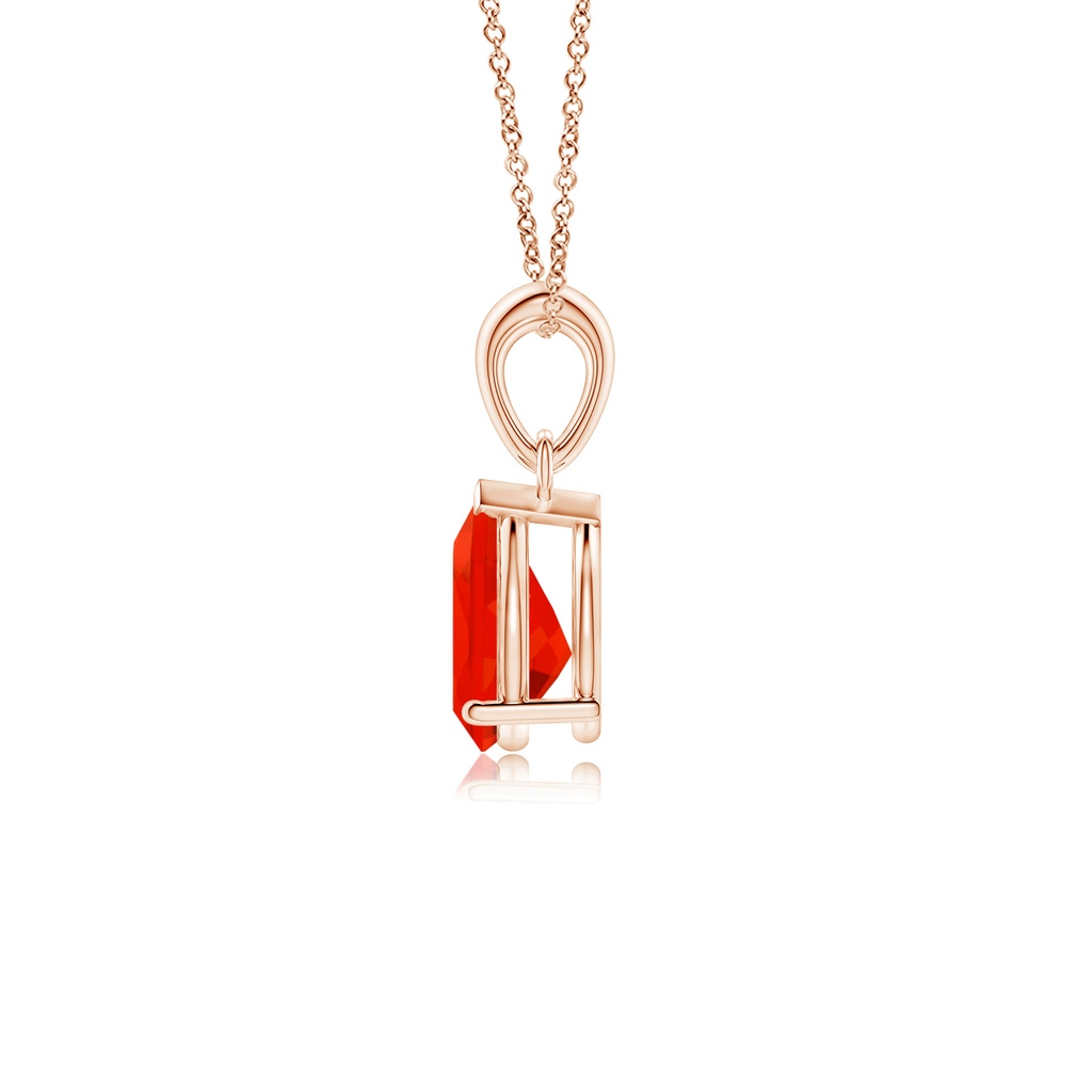 8x6mm AAAA Prong-Set Pear Fire Opal Solitaire Pendant in 10K Rose Gold - side 199