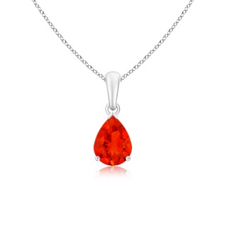 8x6mm AAAA Pear-Shaped Fire Opal Solitaire Pendant in White Gold