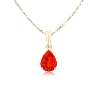 8x6mm AAAA Pear-Shaped Fire Opal Solitaire Pendant in Yellow Gold