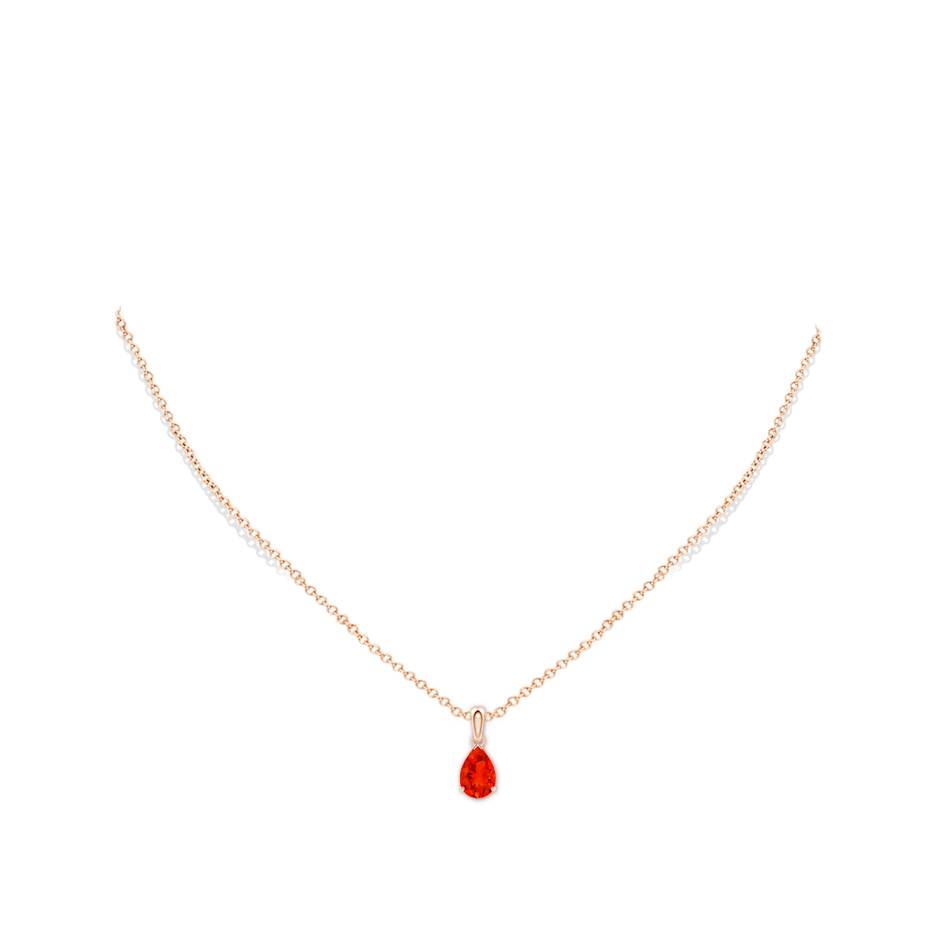 9x6mm AAAA Prong-Set Pear Fire Opal Solitaire Pendant in Rose Gold pen