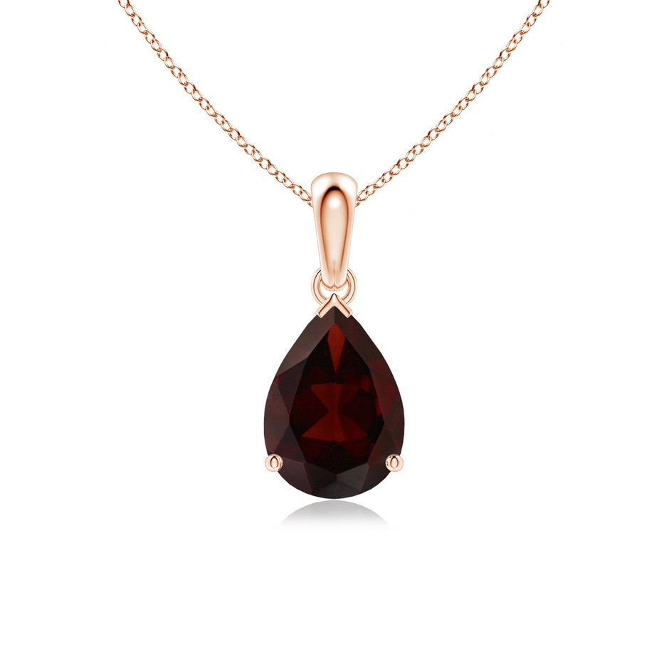 10x7mm A Pear-Shaped Garnet Solitaire Pendant in Rose Gold 