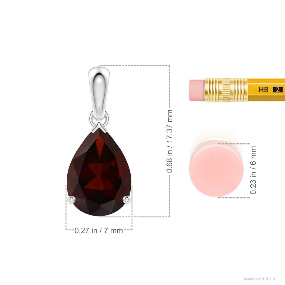 10x7mm A Pear-Shaped Garnet Solitaire Pendant in White Gold ruler