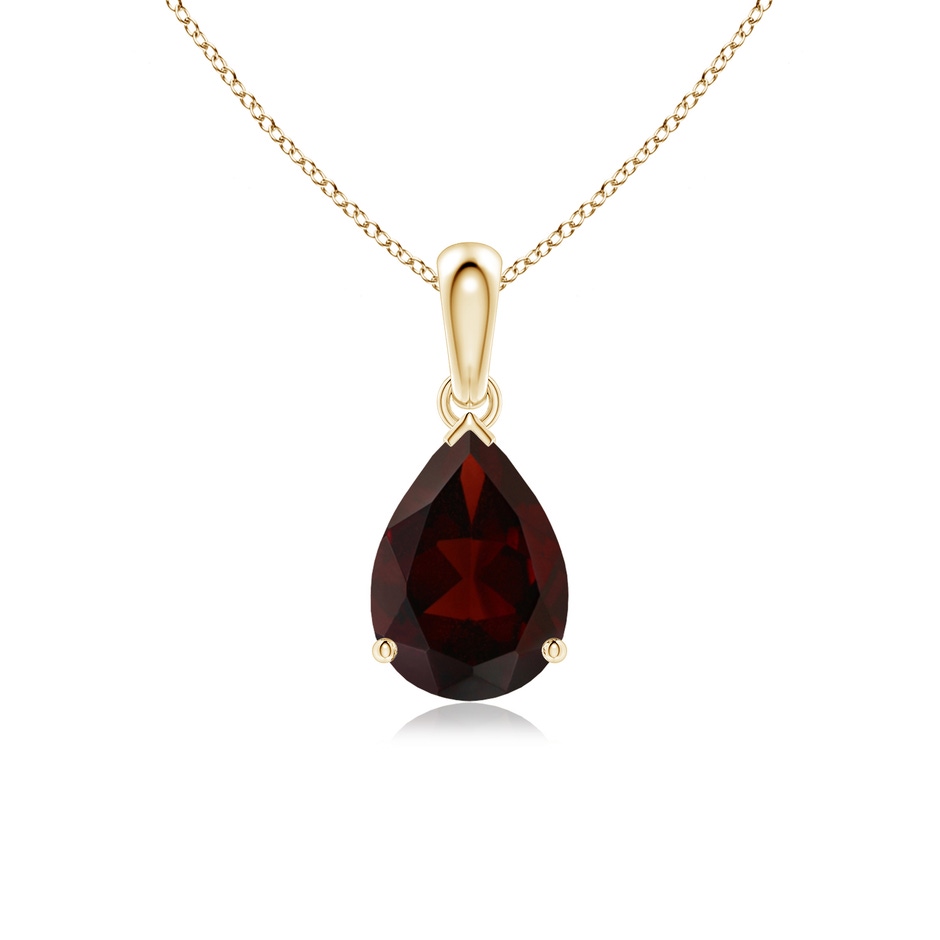 10x7mm A Pear-Shaped Garnet Solitaire Pendant in Yellow Gold 