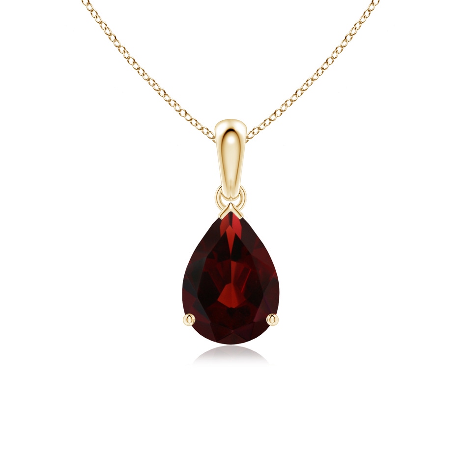 10x7mm AA Pear-Shaped Garnet Solitaire Pendant in Yellow Gold 