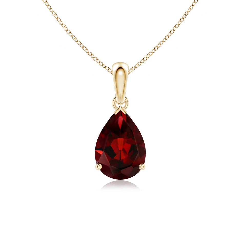 10x7mm AAA Pear-Shaped Garnet Solitaire Pendant in 9K Yellow Gold 