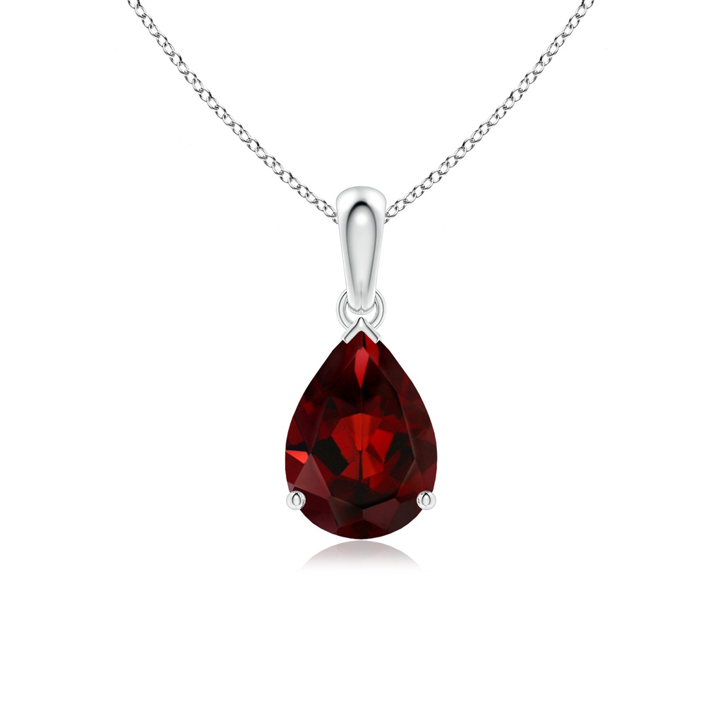 10x7mm AAA Pear-Shaped Garnet Solitaire Pendant in White Gold