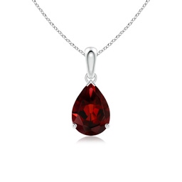 10x7mm AAA Pear-Shaped Garnet Solitaire Pendant in White Gold