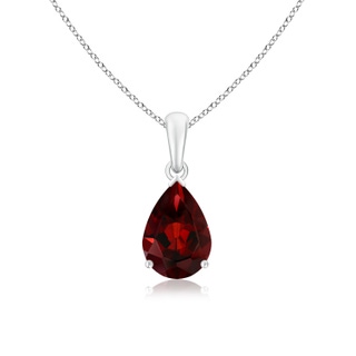 10x7mm AAA Pear-Shaped Garnet Solitaire Pendant in White Gold