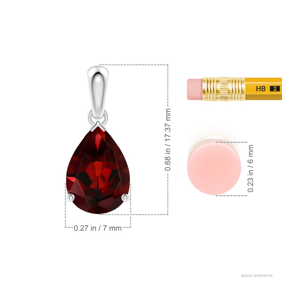 10x7mm AAA Pear-Shaped Garnet Solitaire Pendant in White Gold ruler