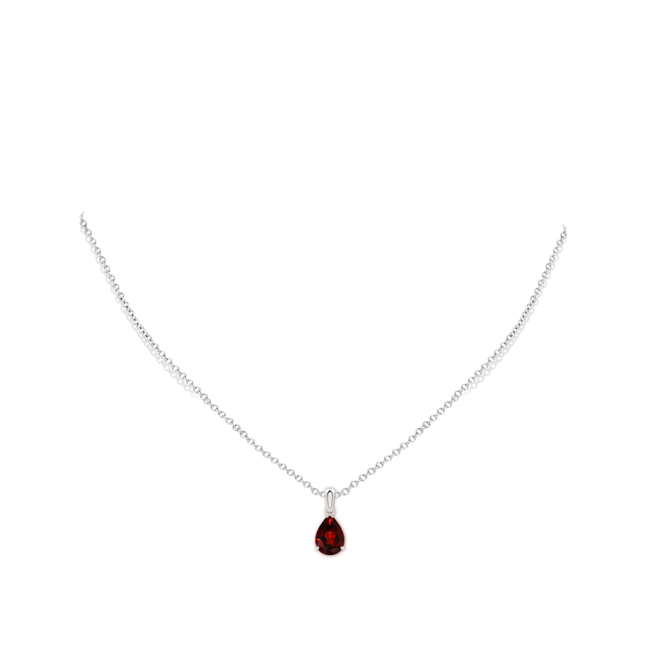 10x7mm AAA Pear-Shaped Garnet Solitaire Pendant in White Gold pen