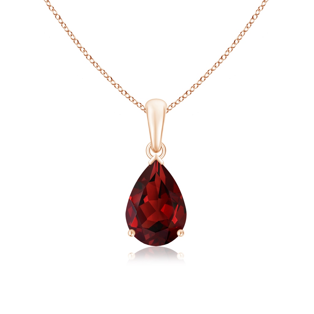 10x7mm AAAA Pear-Shaped Garnet Solitaire Pendant in Rose Gold