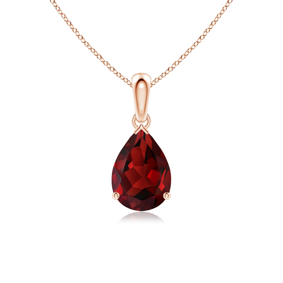 10x7mm AAAA Pear-Shaped Garnet Solitaire Pendant in Rose Gold 
