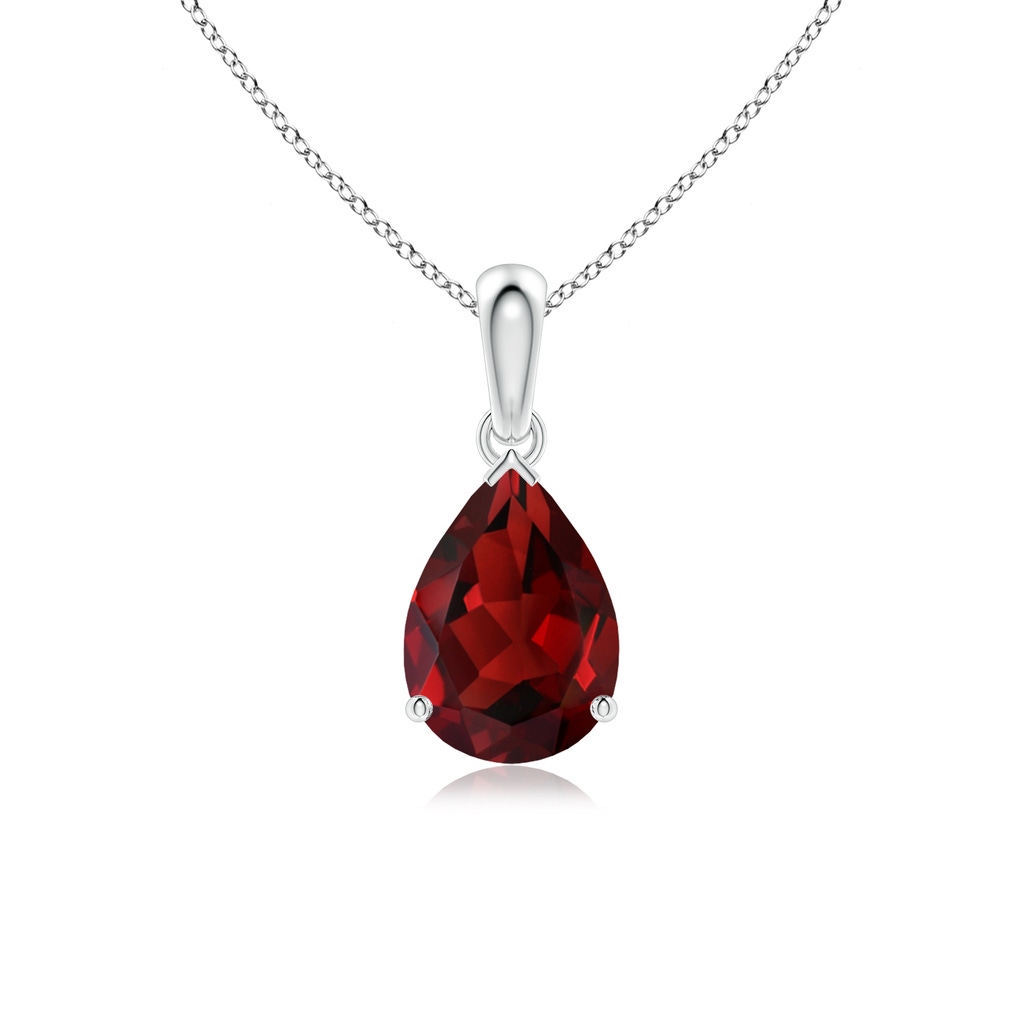 10x7mm AAAA Pear-Shaped Garnet Solitaire Pendant in S999 Silver