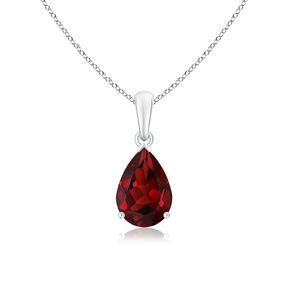 10x7mm AAAA Pear-Shaped Garnet Solitaire Pendant in White Gold 