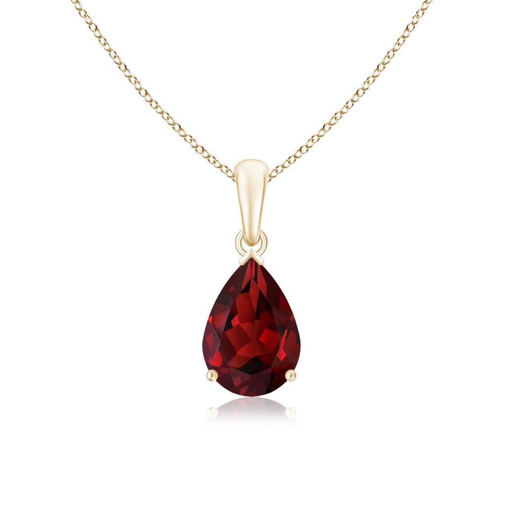 10x7mm AAAA Pear-Shaped Garnet Solitaire Pendant in Yellow Gold 