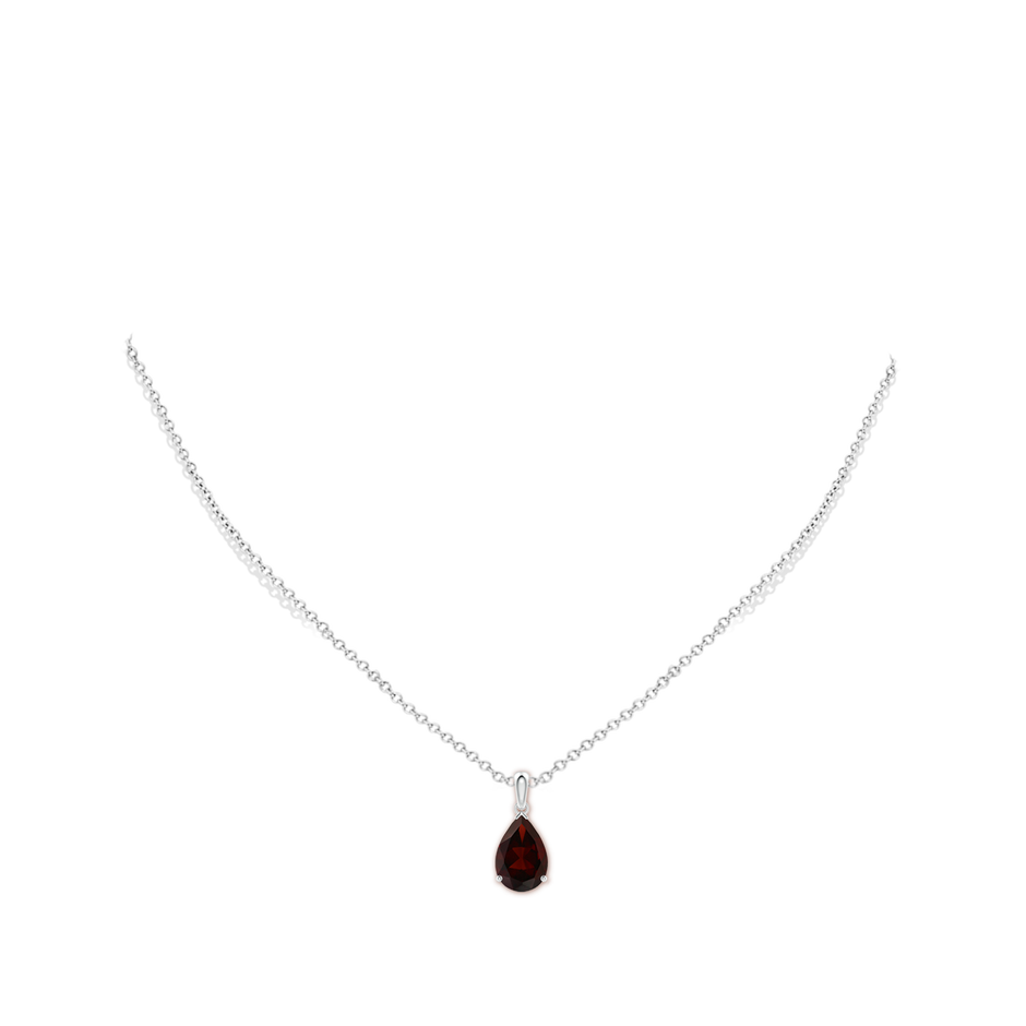 12x8mm A Pear-Shaped Garnet Solitaire Pendant in P950 Platinum pen