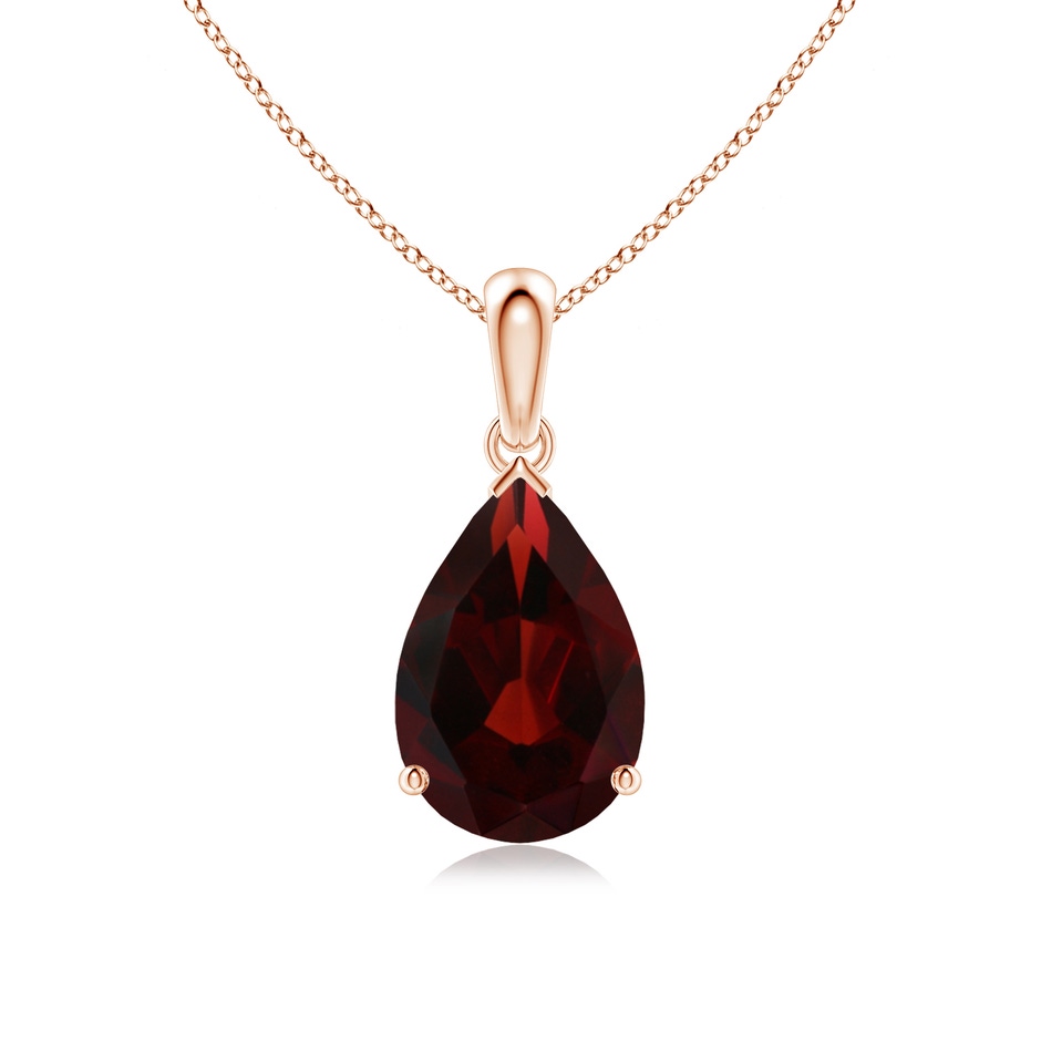 12x8mm AA Pear-Shaped Garnet Solitaire Pendant in 18K Rose Gold 
