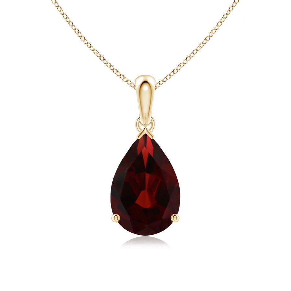 12x8mm AA Pear-Shaped Garnet Solitaire Pendant in 18K Yellow Gold 