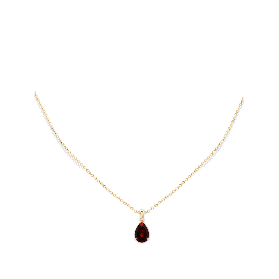 12x8mm AA Pear-Shaped Garnet Solitaire Pendant in 18K Yellow Gold pen