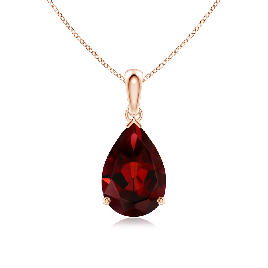 12x8mm AAA Pear-Shaped Garnet Solitaire Pendant in Rose Gold 
