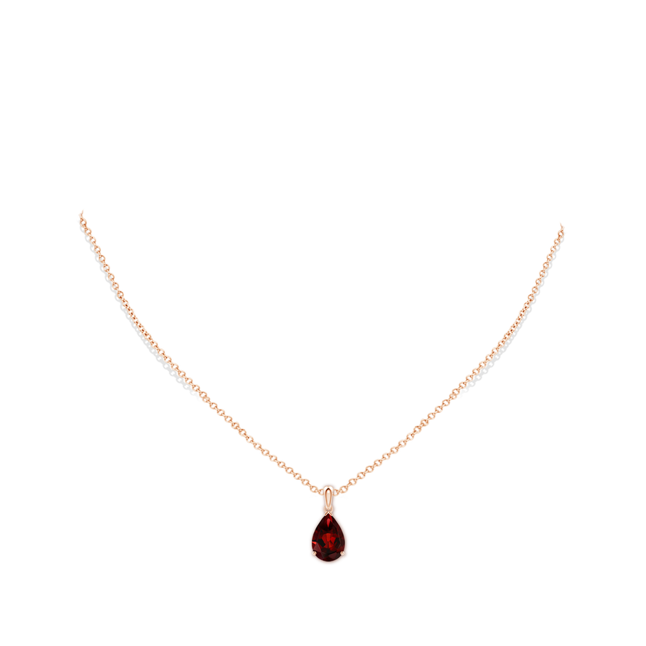 12x8mm AAA Pear-Shaped Garnet Solitaire Pendant in Rose Gold pen
