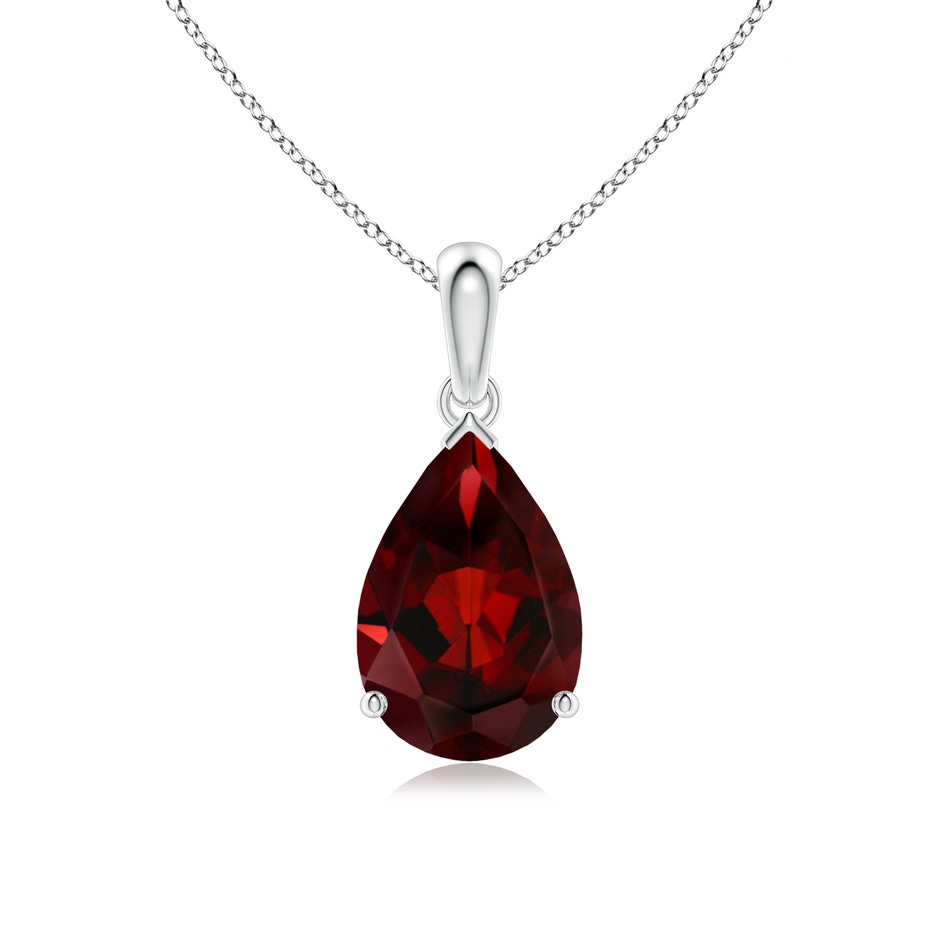 12x8mm AAA Pear-Shaped Garnet Solitaire Pendant in White Gold 