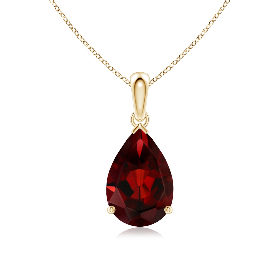 12x8mm AAA Pear-Shaped Garnet Solitaire Pendant in Yellow Gold 