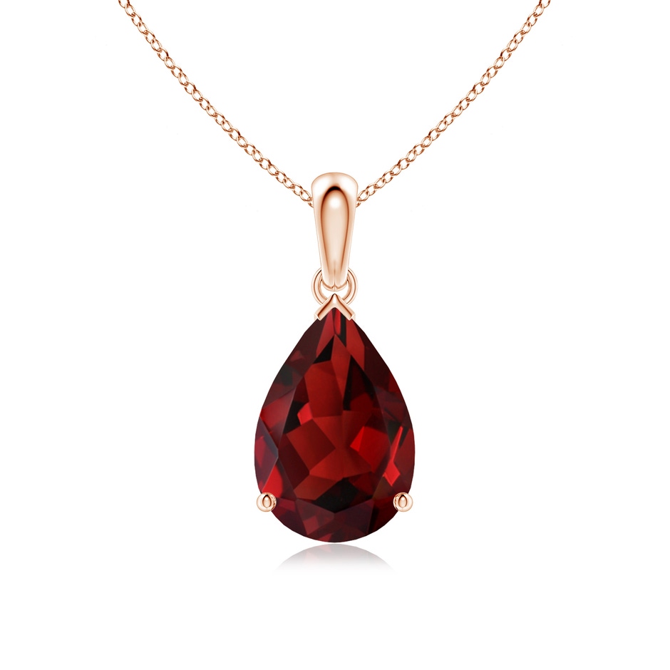 12x8mm AAAA Pear-Shaped Garnet Solitaire Pendant in 18K Rose Gold 