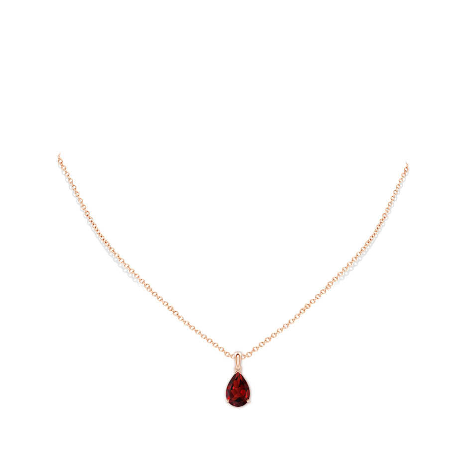 12x8mm AAAA Pear-Shaped Garnet Solitaire Pendant in 18K Rose Gold pen