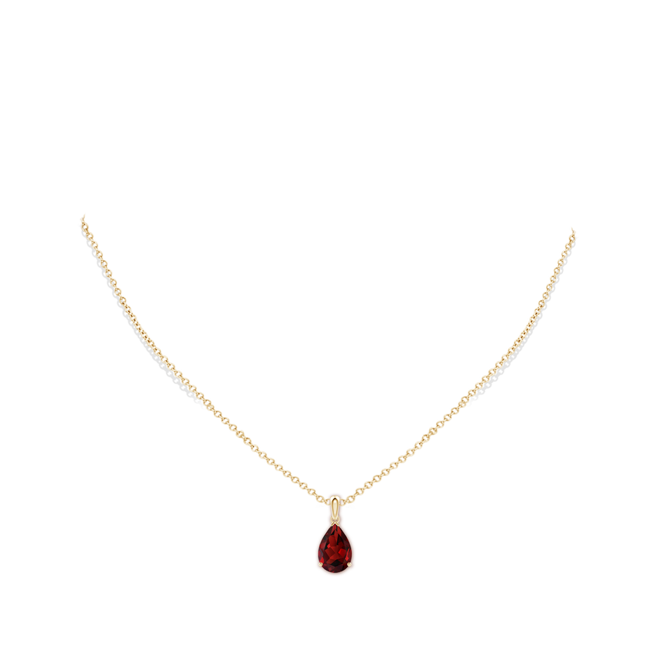 12x8mm AAAA Pear-Shaped Garnet Solitaire Pendant in 18K Yellow Gold pen