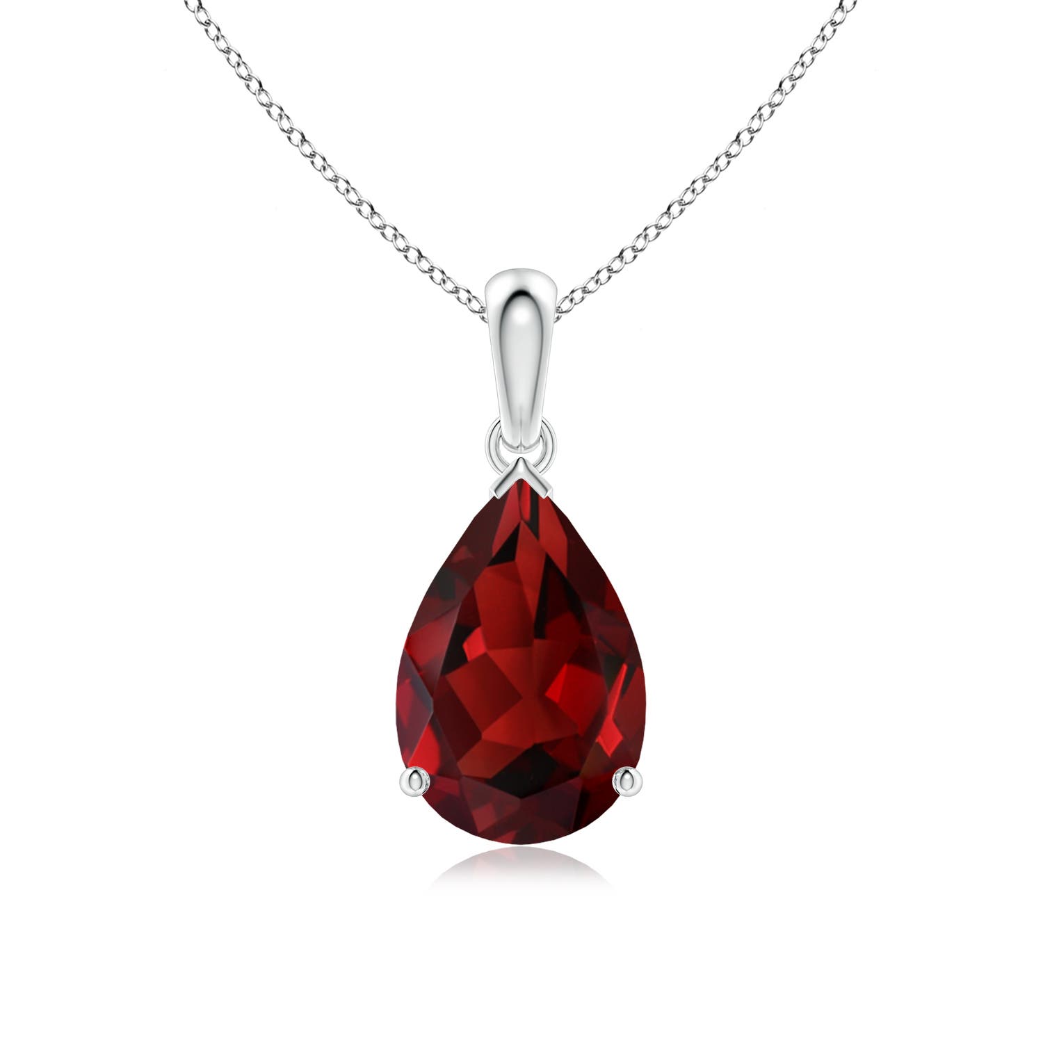 12x8mm AAAA Pear-Shaped Garnet Solitaire Pendant in P950 Platinum