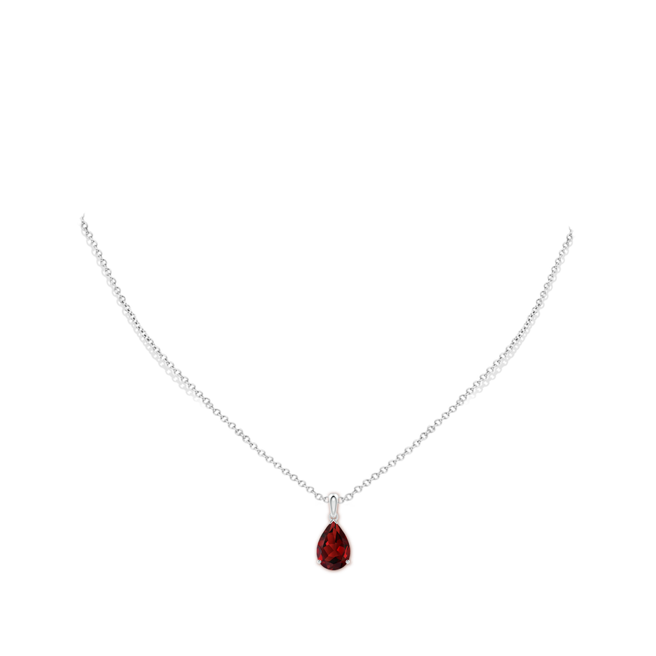 12x8mm AAAA Pear-Shaped Garnet Solitaire Pendant in P950 Platinum pen