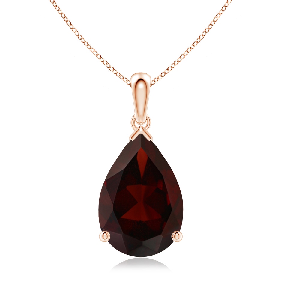 15x10mm A Pear-Shaped Garnet Solitaire Pendant in Rose Gold 