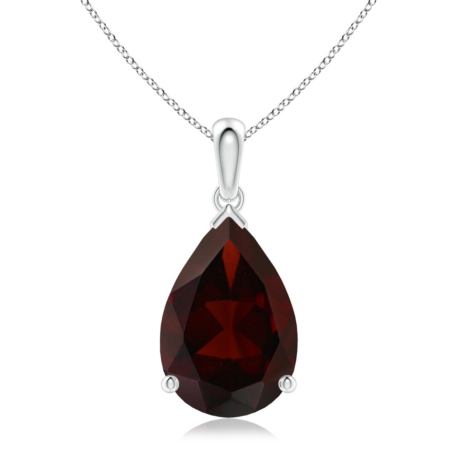 15x10mm A Pear-Shaped Garnet Solitaire Pendant in White Gold 