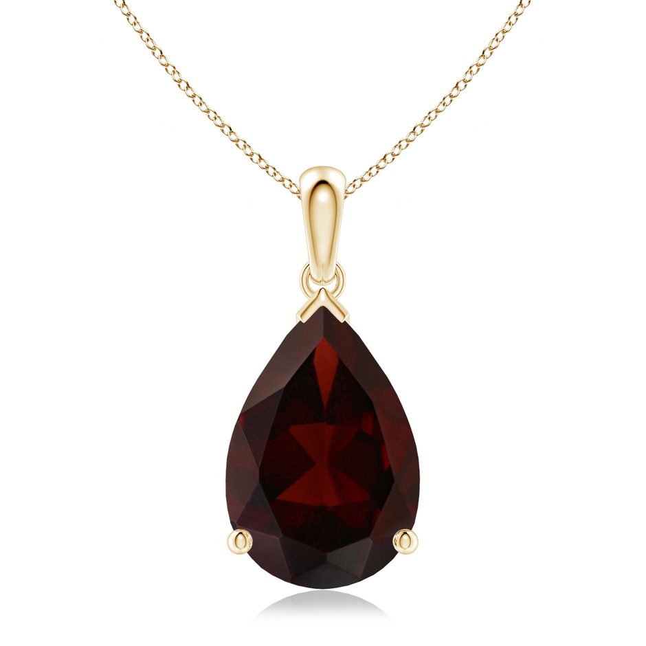 15x10mm A Pear-Shaped Garnet Solitaire Pendant in Yellow Gold 