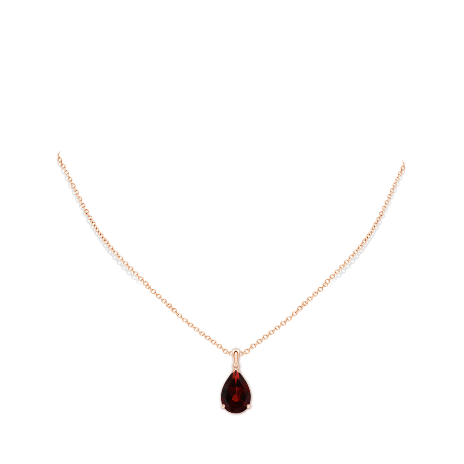 15x10mm AA Pear-Shaped Garnet Solitaire Pendant in Rose Gold pen