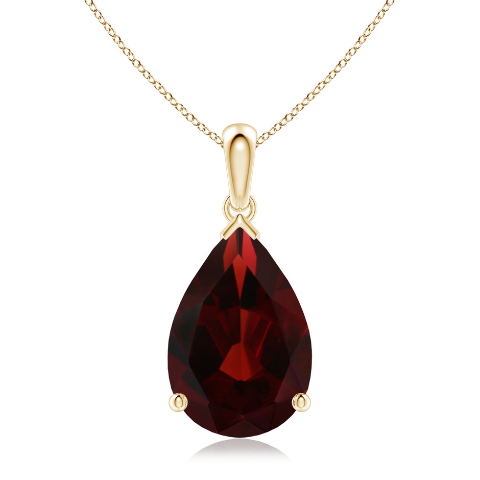 15x10mm AA Pear-Shaped Garnet Solitaire Pendant in Yellow Gold 