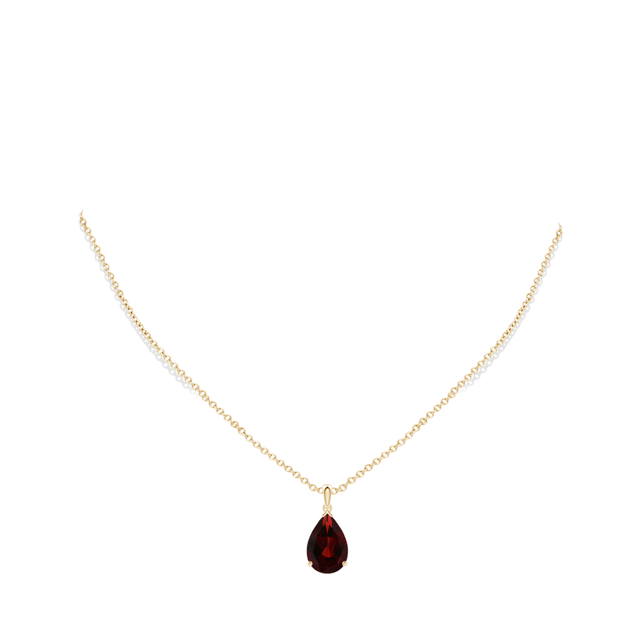 15x10mm AA Pear-Shaped Garnet Solitaire Pendant in Yellow Gold pen