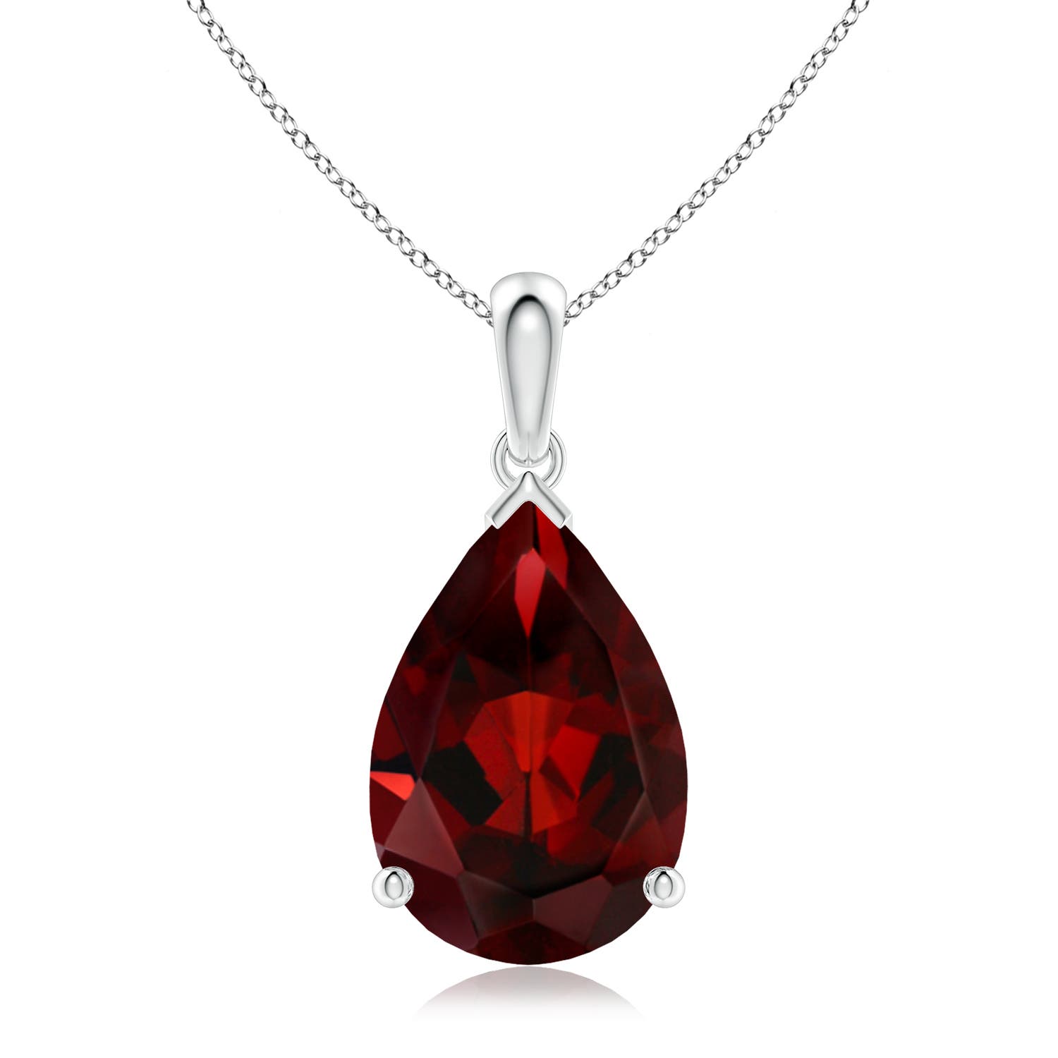 15x10mm AAA Pear-Shaped Garnet Solitaire Pendant in P950 Platinum