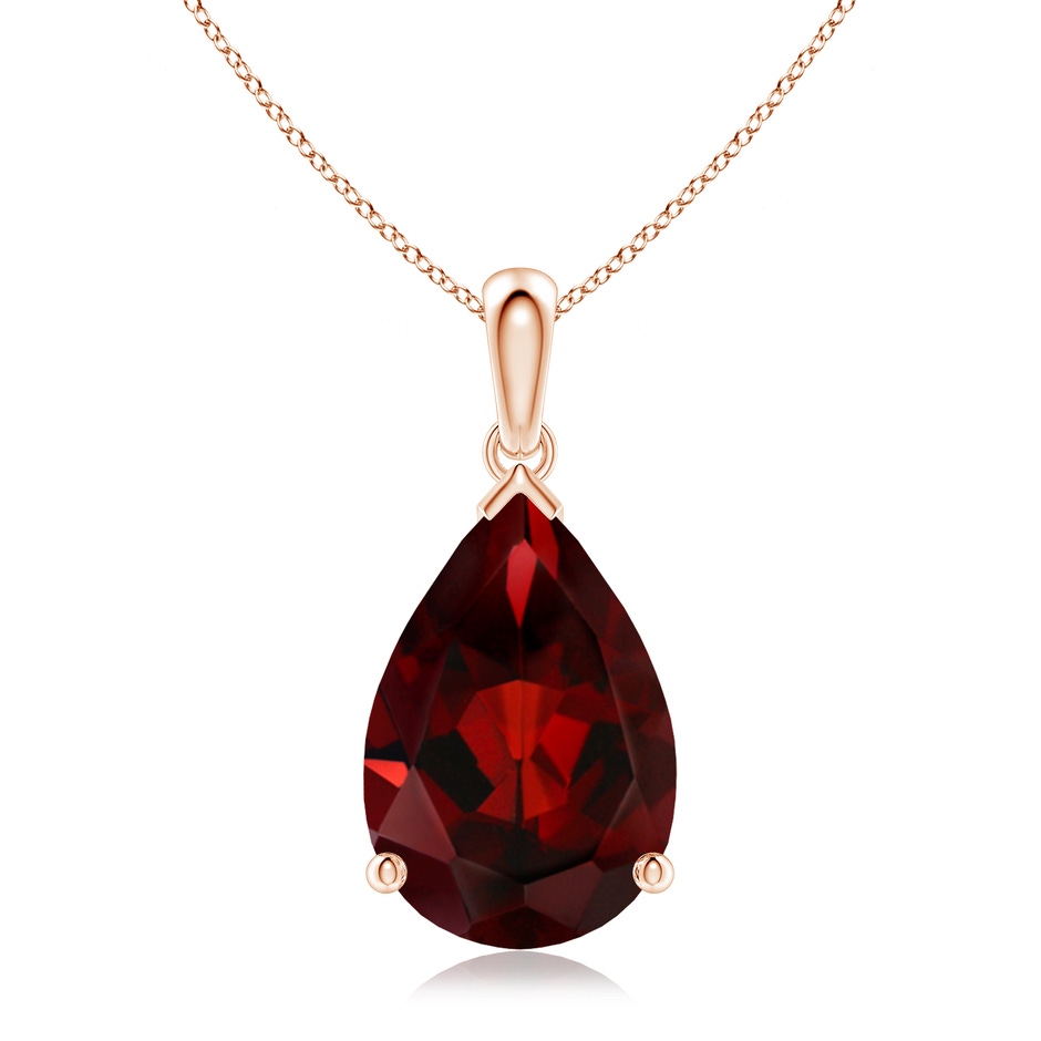 15x10mm AAA Pear-Shaped Garnet Solitaire Pendant in Rose Gold 